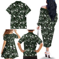 Cardinal Christmas Green Family Matching Off The Shoulder Long Sleeve Dress and Hawaiian Shirt Xmas Pattern - Wonder Print Shop