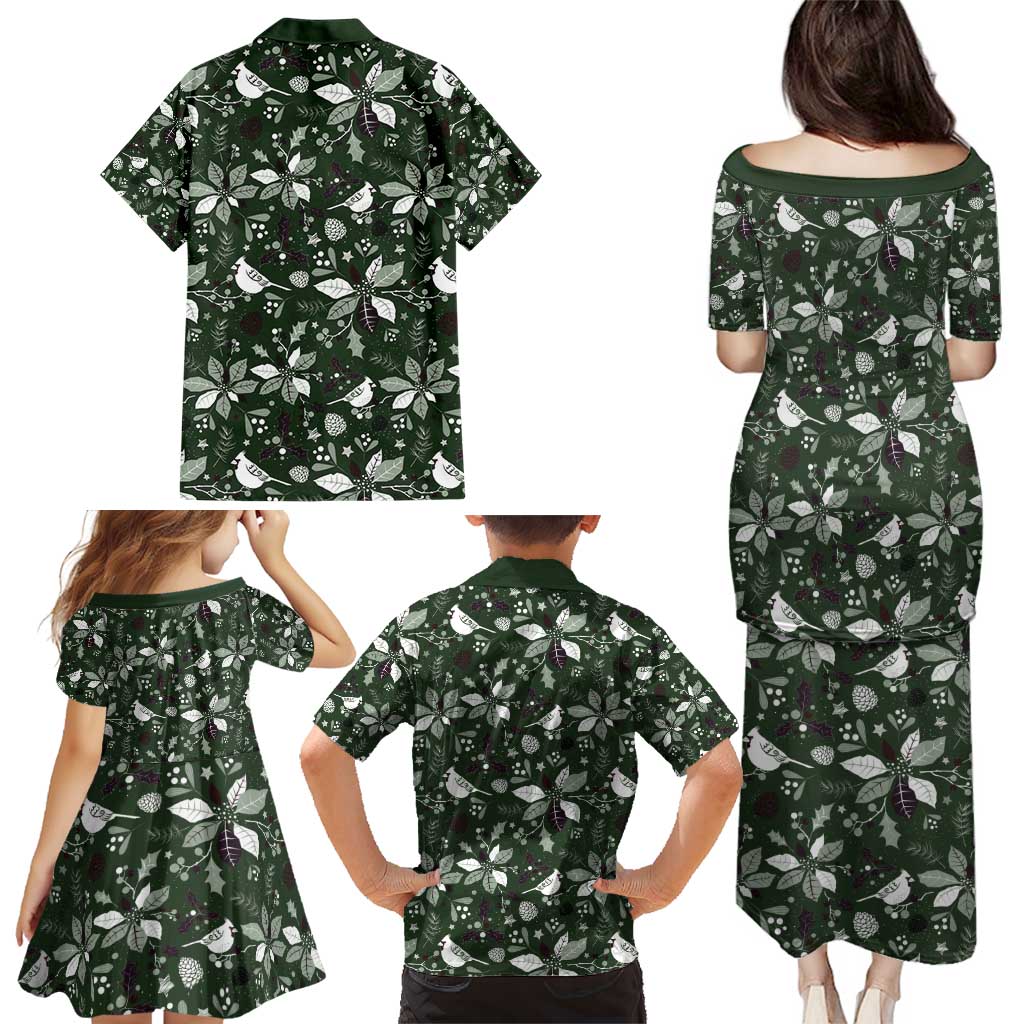 Cardinal Christmas Green Family Matching Puletasi and Hawaiian Shirt Xmas Pattern - Wonder Print Shop