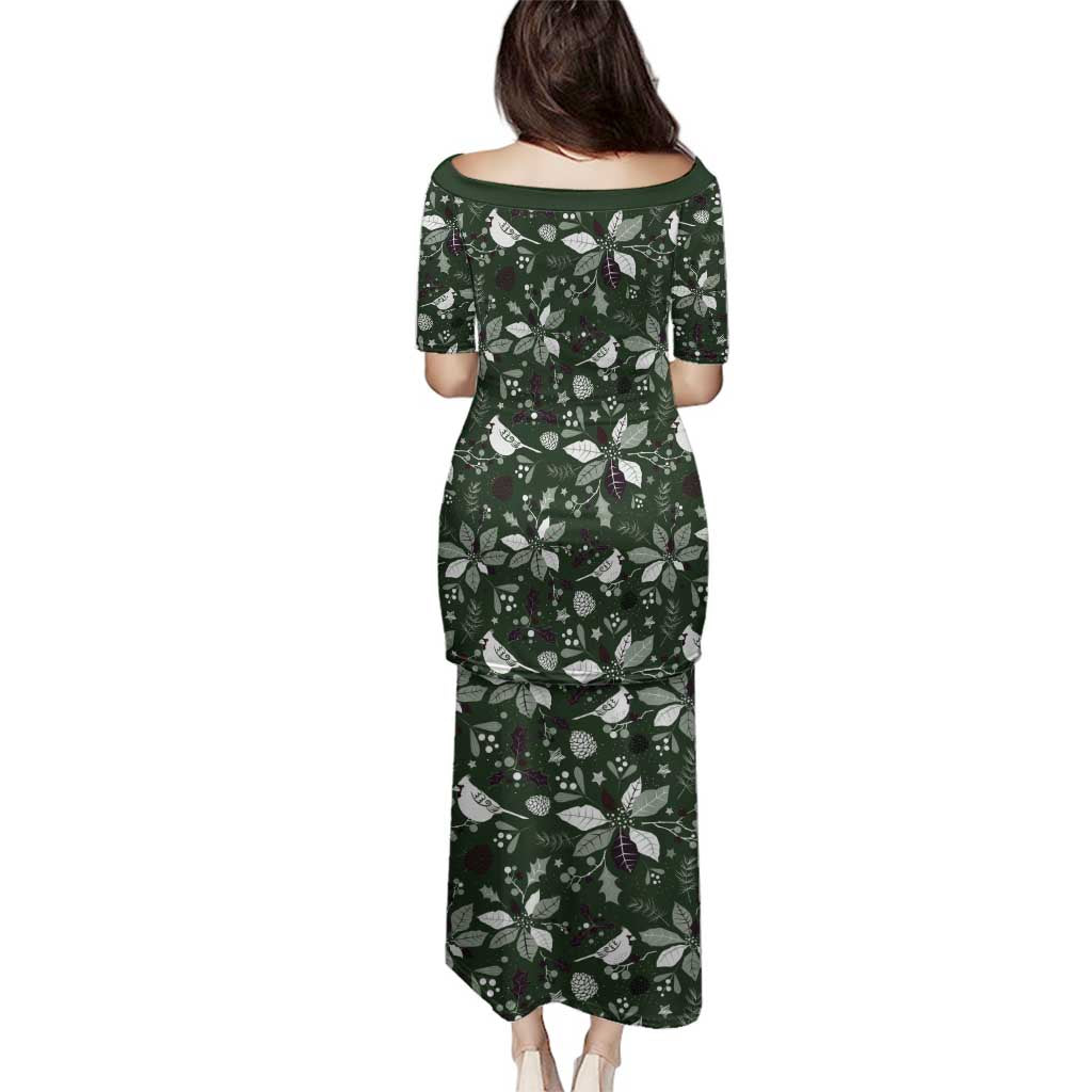 Cardinal Christmas Green Family Matching Puletasi and Hawaiian Shirt Xmas Pattern - Wonder Print Shop
