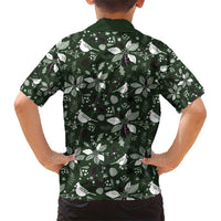 Cardinal Christmas Green Family Matching Short Sleeve Bodycon Dress and Hawaiian Shirt Xmas Pattern - Wonder Print Shop
