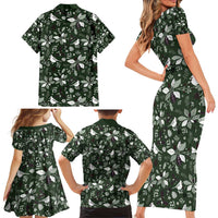 Cardinal Christmas Green Family Matching Short Sleeve Bodycon Dress and Hawaiian Shirt Xmas Pattern - Wonder Print Shop