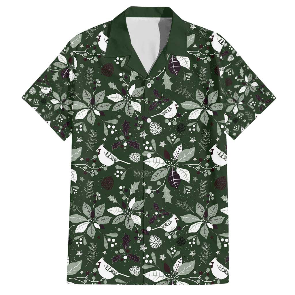 Cardinal Christmas Green Family Matching Short Sleeve Bodycon Dress and Hawaiian Shirt Xmas Pattern - Wonder Print Shop