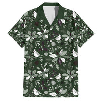 Cardinal Christmas Green Family Matching Short Sleeve Bodycon Dress and Hawaiian Shirt Xmas Pattern - Wonder Print Shop