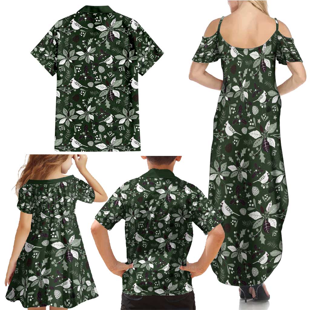 Cardinal Christmas Green Family Matching Summer Maxi Dress and Hawaiian Shirt Xmas Pattern - Wonder Print Shop