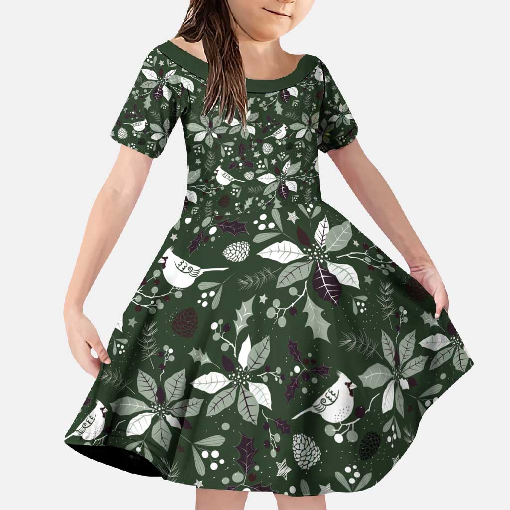 Cardinal Christmas Green Family Matching Tank Maxi Dress and Hawaiian Shirt Xmas Pattern - Wonder Print Shop