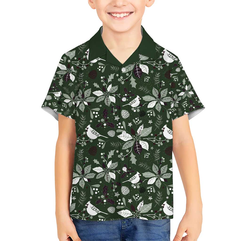 Cardinal Christmas Green Kid Hawaiian Shirt Xmas Pattern - Wonder Print Shop