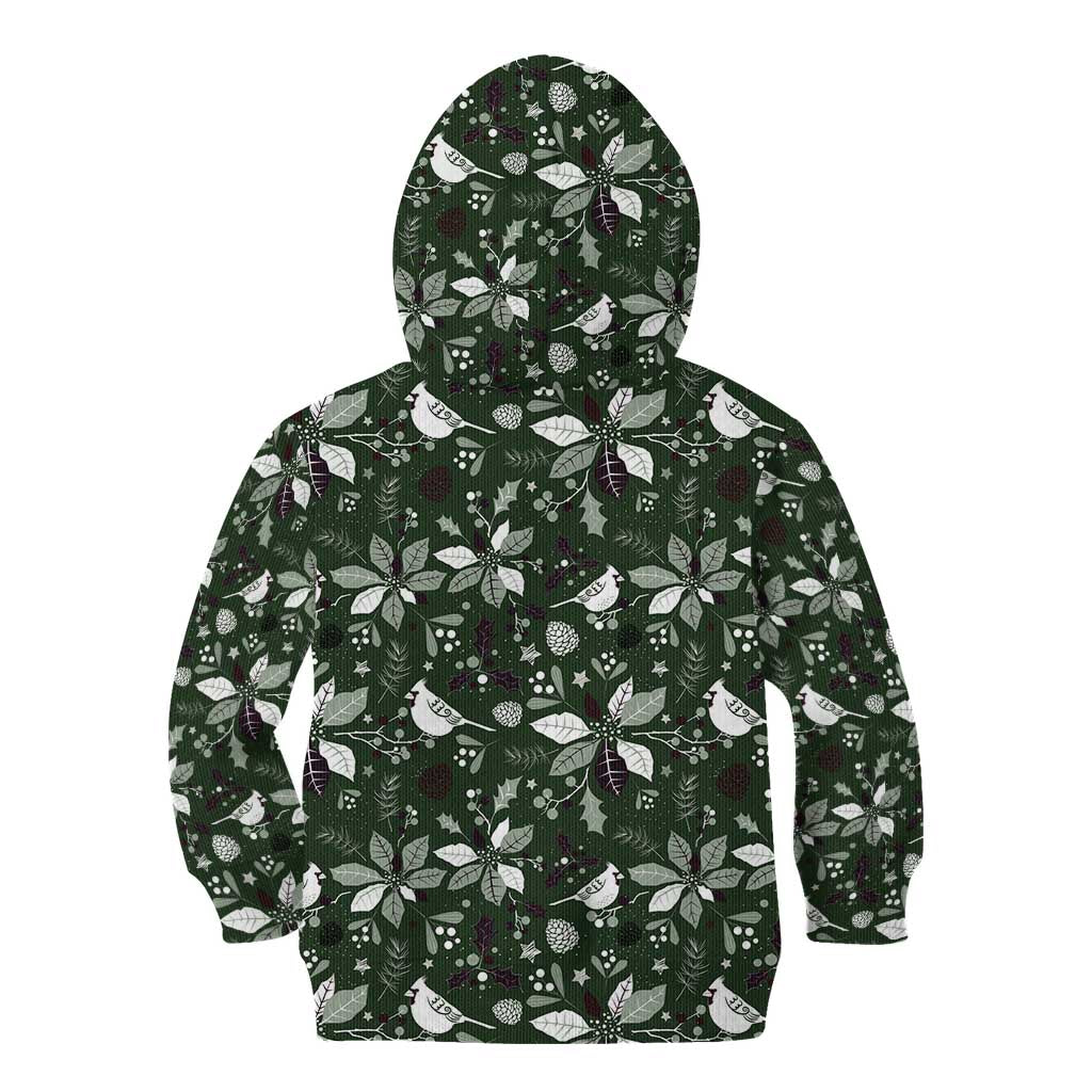 Cardinal Christmas Green Kid Hoodie Xmas Pattern - Wonder Print Shop