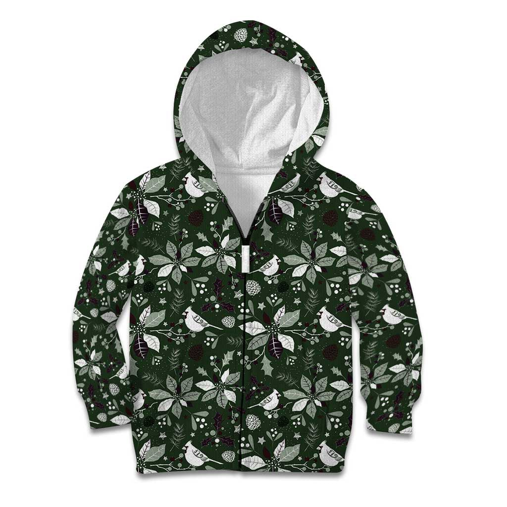 Cardinal Christmas Green Kid Hoodie Xmas Pattern - Wonder Print Shop