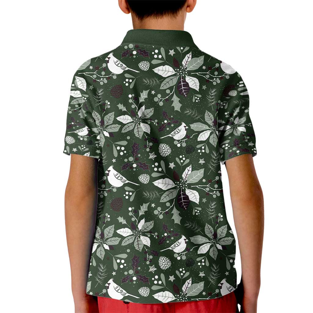 Cardinal Christmas Green Kid Polo Shirt Xmas Pattern - Wonder Print Shop