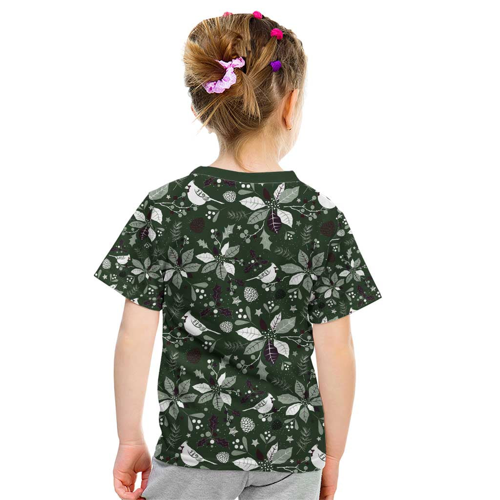 Cardinal Christmas Green Kid T Shirt Xmas Pattern - Wonder Print Shop