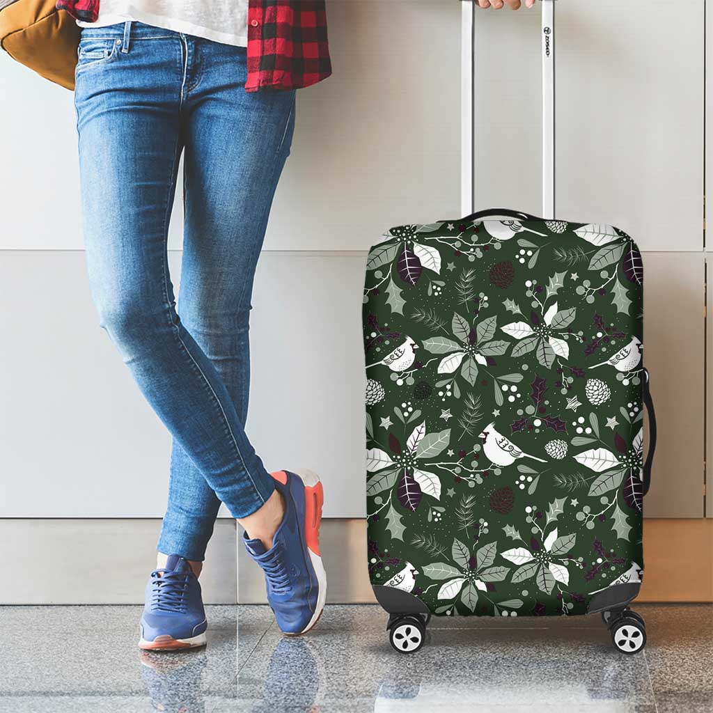 Cardinal Christmas Green Luggage Cover Xmas Pattern - Wonder Print Shop