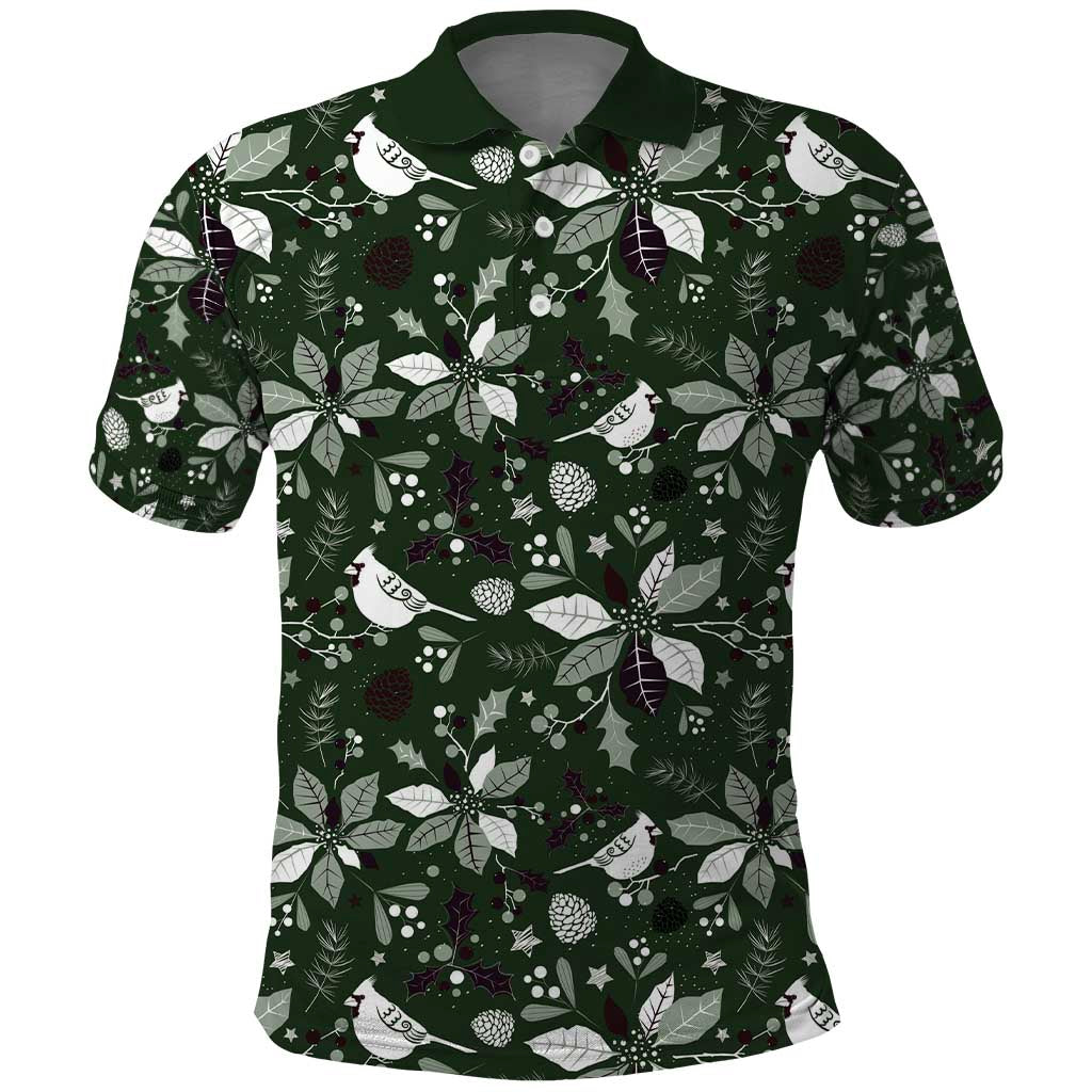 Cardinal Christmas Green Polo Shirt Xmas Pattern - Wonder Print Shop