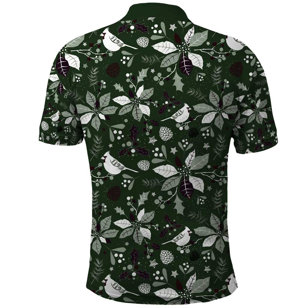 Cardinal Christmas Green Polo Shirt Xmas Pattern - Wonder Print Shop