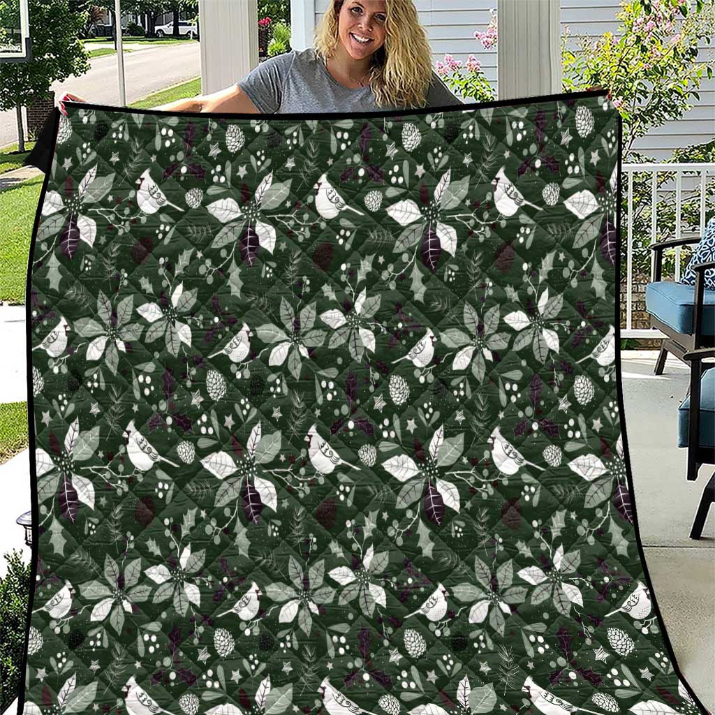 Cardinal Christmas Green Quilt Xmas Pattern - Wonder Print Shop