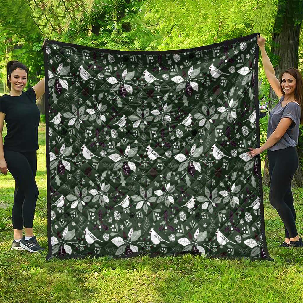 Cardinal Christmas Green Quilt Xmas Pattern - Wonder Print Shop