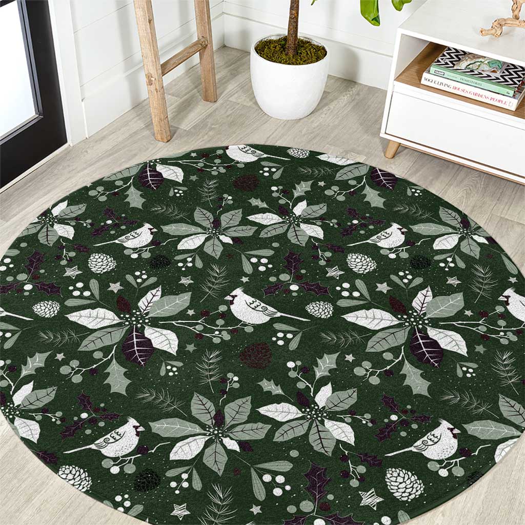 Cardical Christmas Green Round Carpet Xmas Pattern