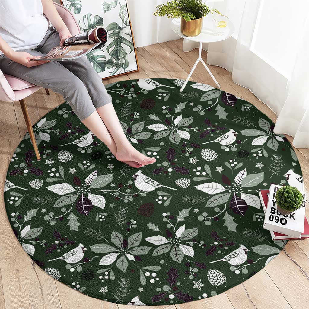 Cardical Christmas Green Round Carpet Xmas Pattern