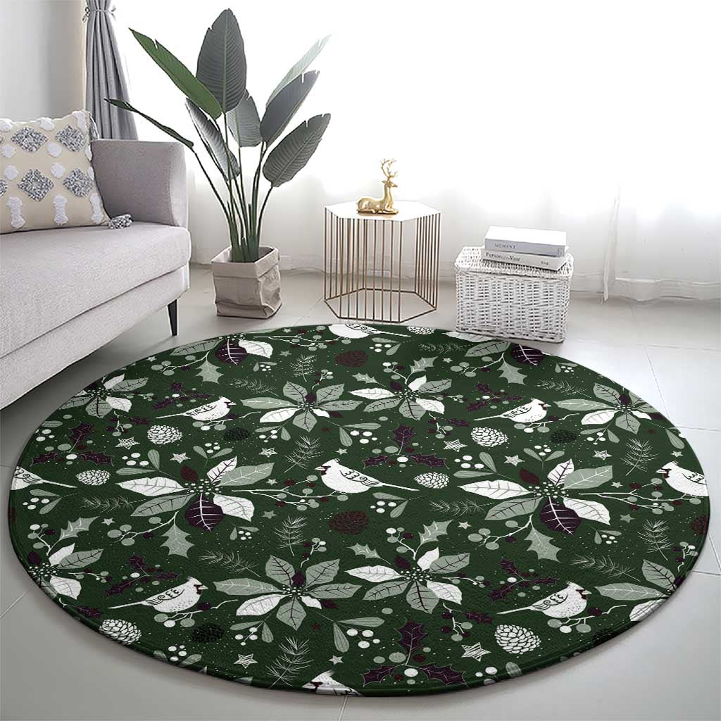 Cardical Christmas Green Round Carpet Xmas Pattern