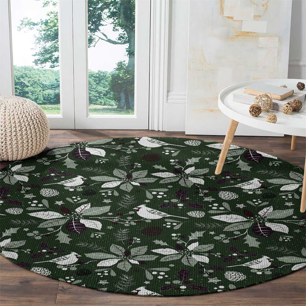 Cardical Christmas Green Round Carpet Xmas Pattern