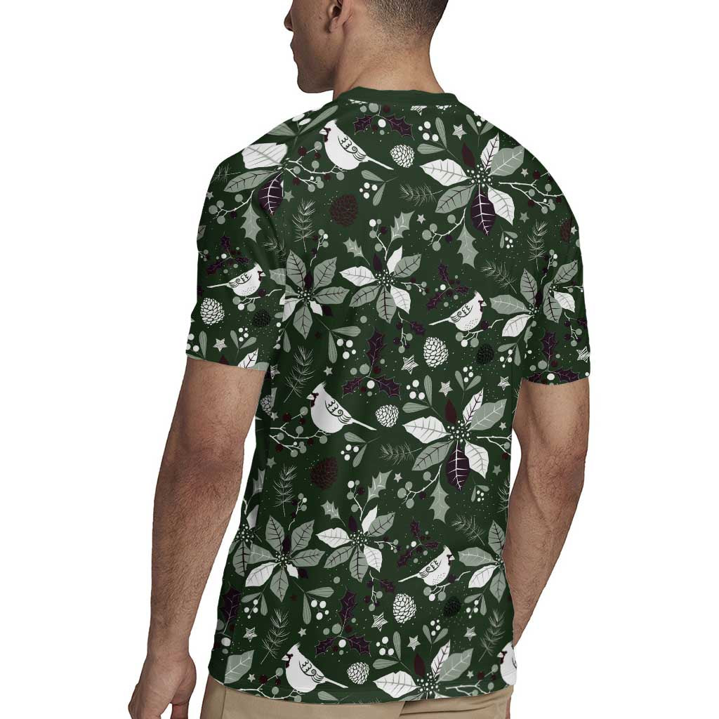 Cardinal Christmas Green Rugby Jersey Xmas Pattern - Wonder Print Shop