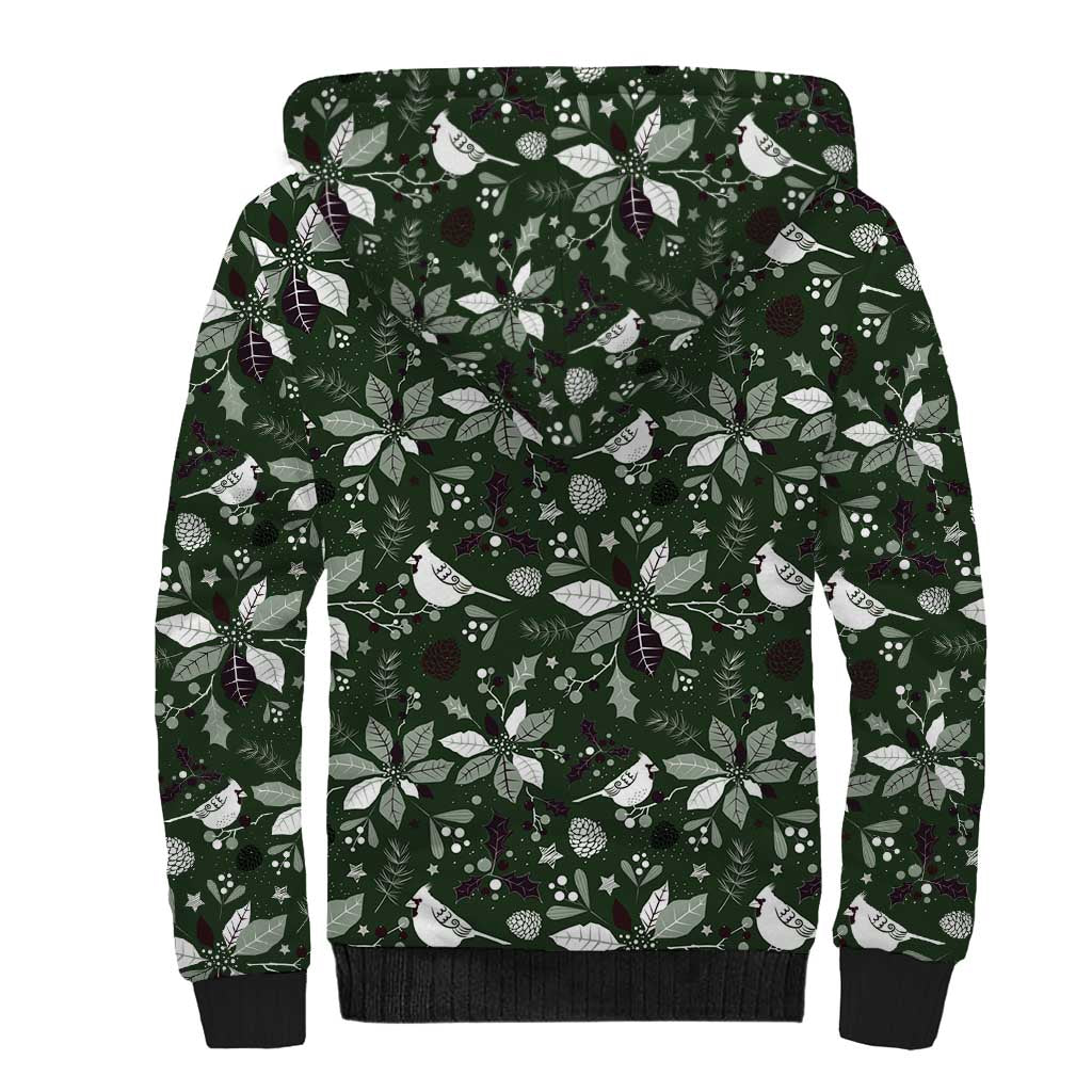 Cardinal Christmas Green Sherpa Hoodie Xmas Pattern - Wonder Print Shop