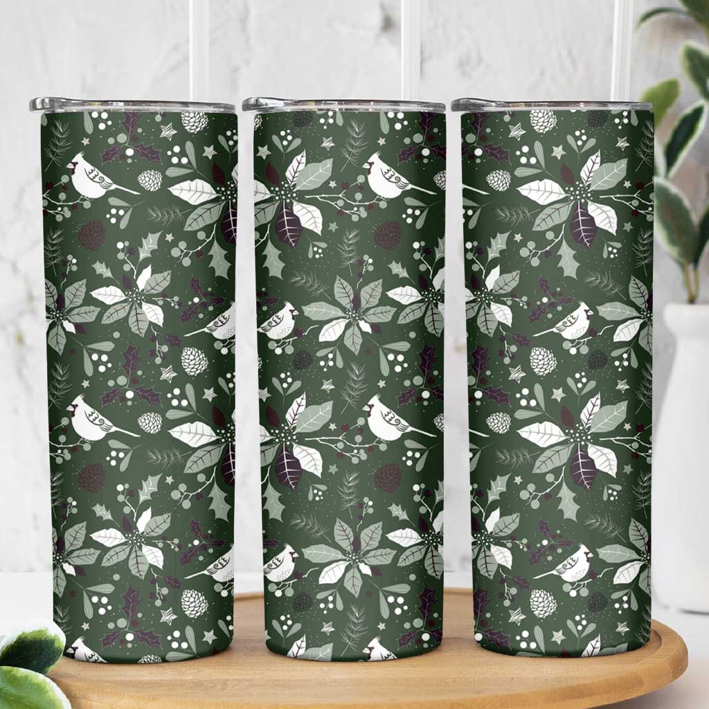 Cardinal Christmas Green Skinny Tumbler Xmas Pattern - Wonder Print Shop