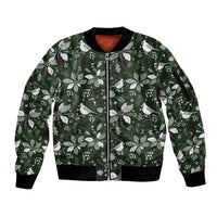 Cardinal Christmas Green Sleeve Zip Bomber Jacket Xmas Pattern - Wonder Print Shop