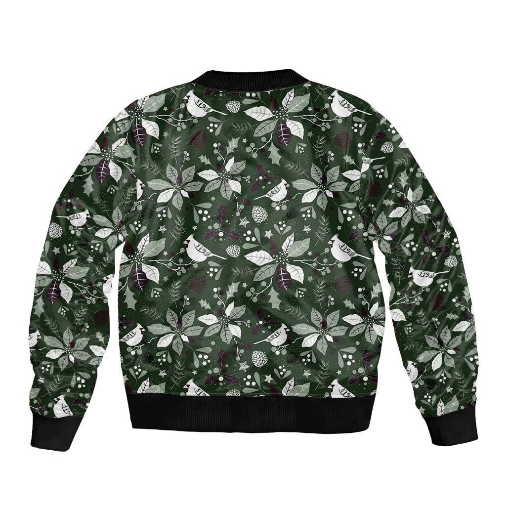 Cardinal Christmas Green Sleeve Zip Bomber Jacket Xmas Pattern - Wonder Print Shop