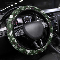 Cardinal Christmas Green Steering Wheel Cover Xmas Pattern - Wonder Print Shop
