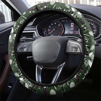 Cardinal Christmas Green Steering Wheel Cover Xmas Pattern - Wonder Print Shop