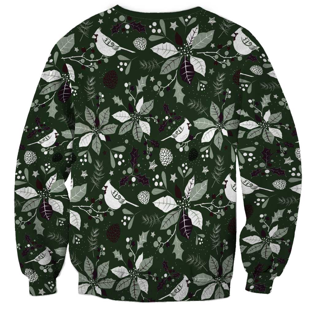 Cardinal Christmas Green Sweatshirt Xmas Pattern - Wonder Print Shop