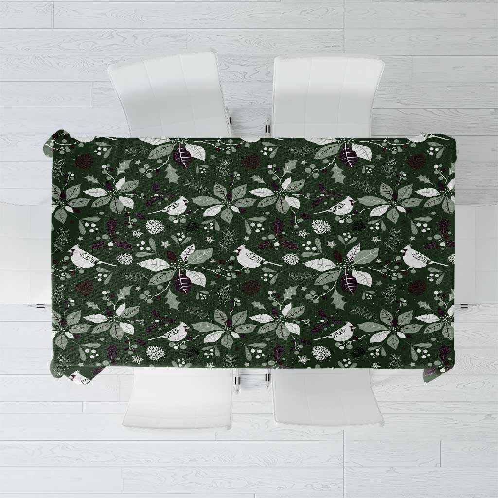 Cardinal Christmas Green Tablecloth Xmas Pattern - Wonder Print Shop