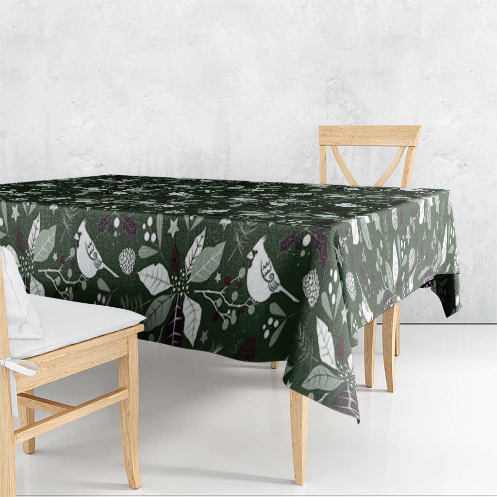 Cardinal Christmas Green Tablecloth Xmas Pattern - Wonder Print Shop