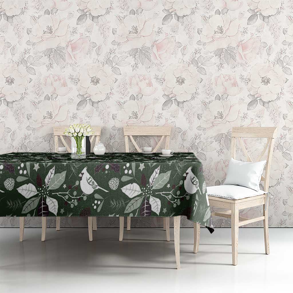 Cardinal Christmas Green Tablecloth Xmas Pattern - Wonder Print Shop