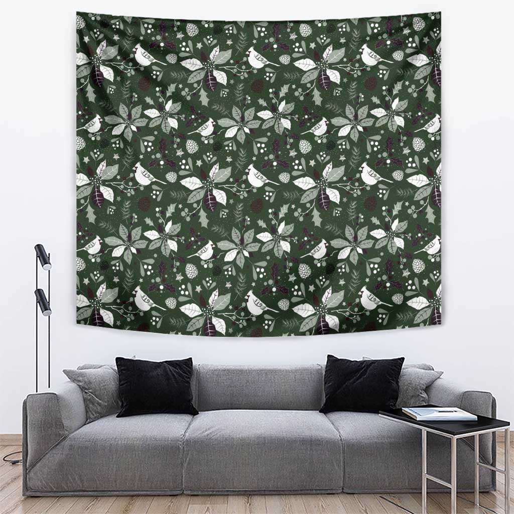Cardinal Christmas Green Tapestry Xmas Pattern - Wonder Print Shop
