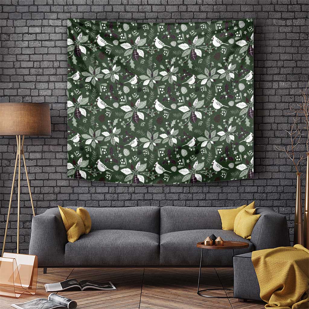 Cardinal Christmas Green Tapestry Xmas Pattern - Wonder Print Shop