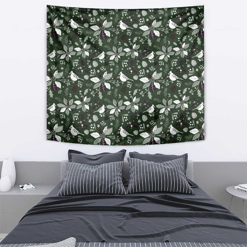 Cardinal Christmas Green Tapestry Xmas Pattern - Wonder Print Shop
