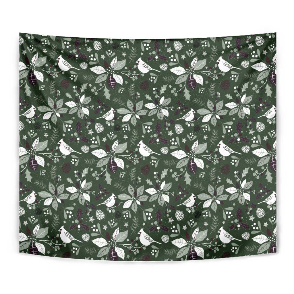 Cardinal Christmas Green Tapestry Xmas Pattern - Wonder Print Shop