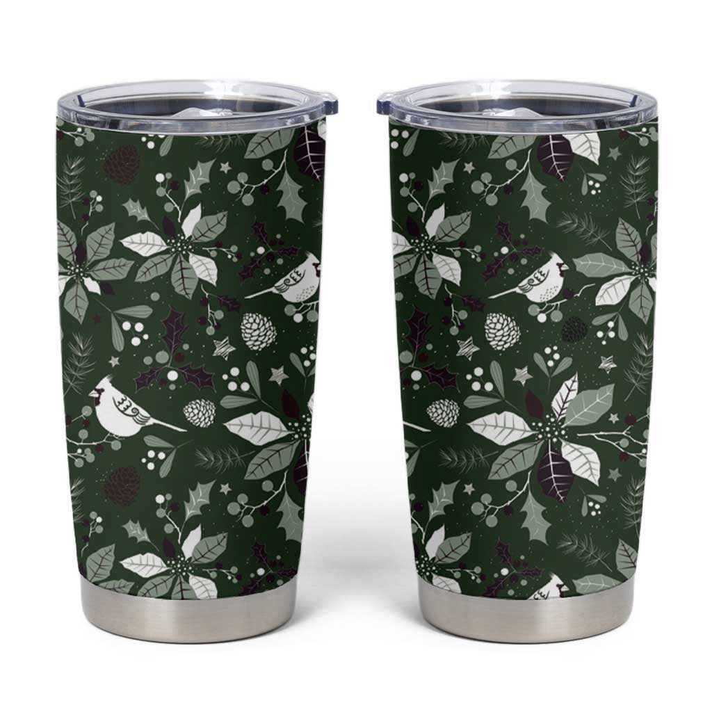 Cardinal Christmas Green Tumbler Cup Xmas Pattern - Wonder Print Shop