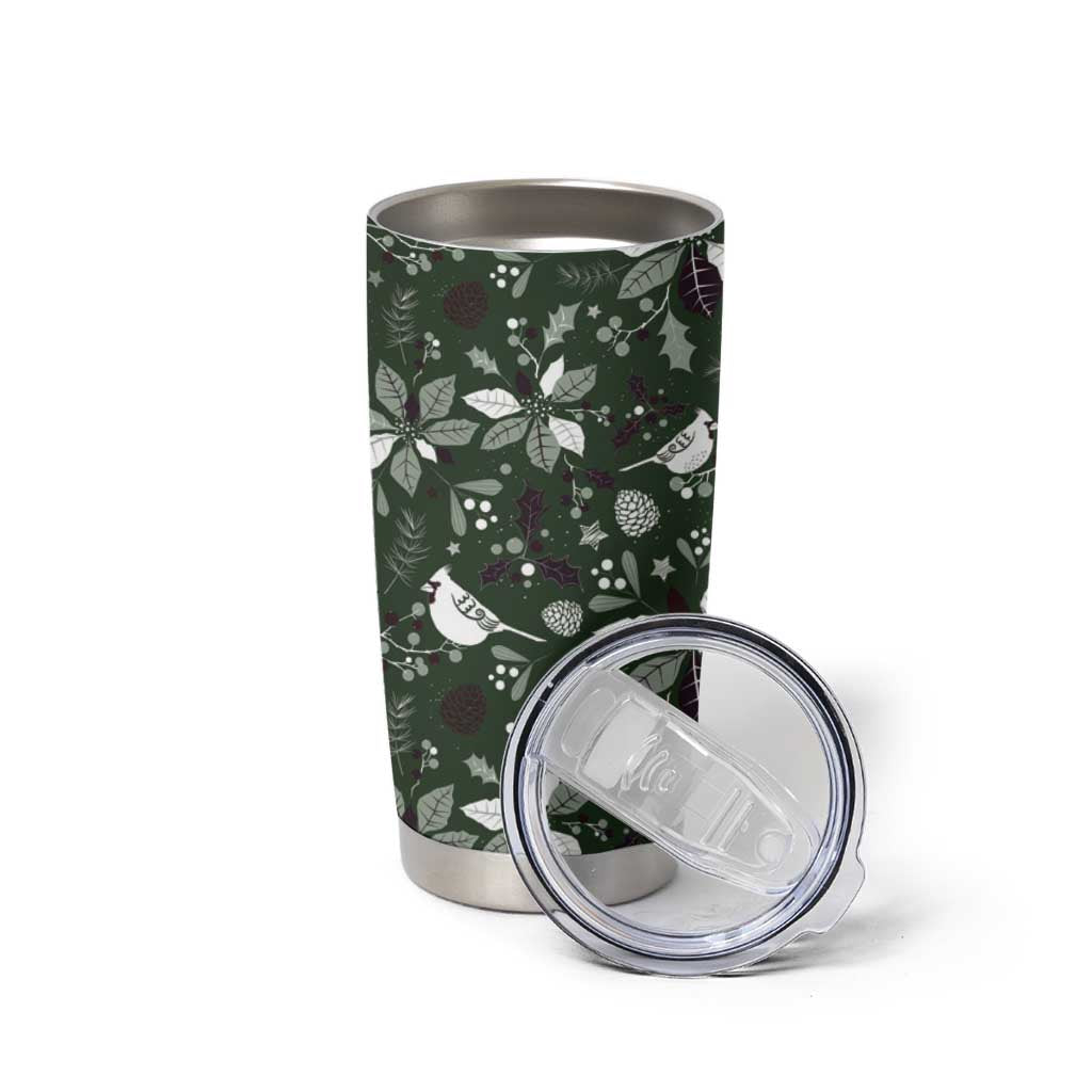 Cardinal Christmas Green Tumbler Cup Xmas Pattern - Wonder Print Shop