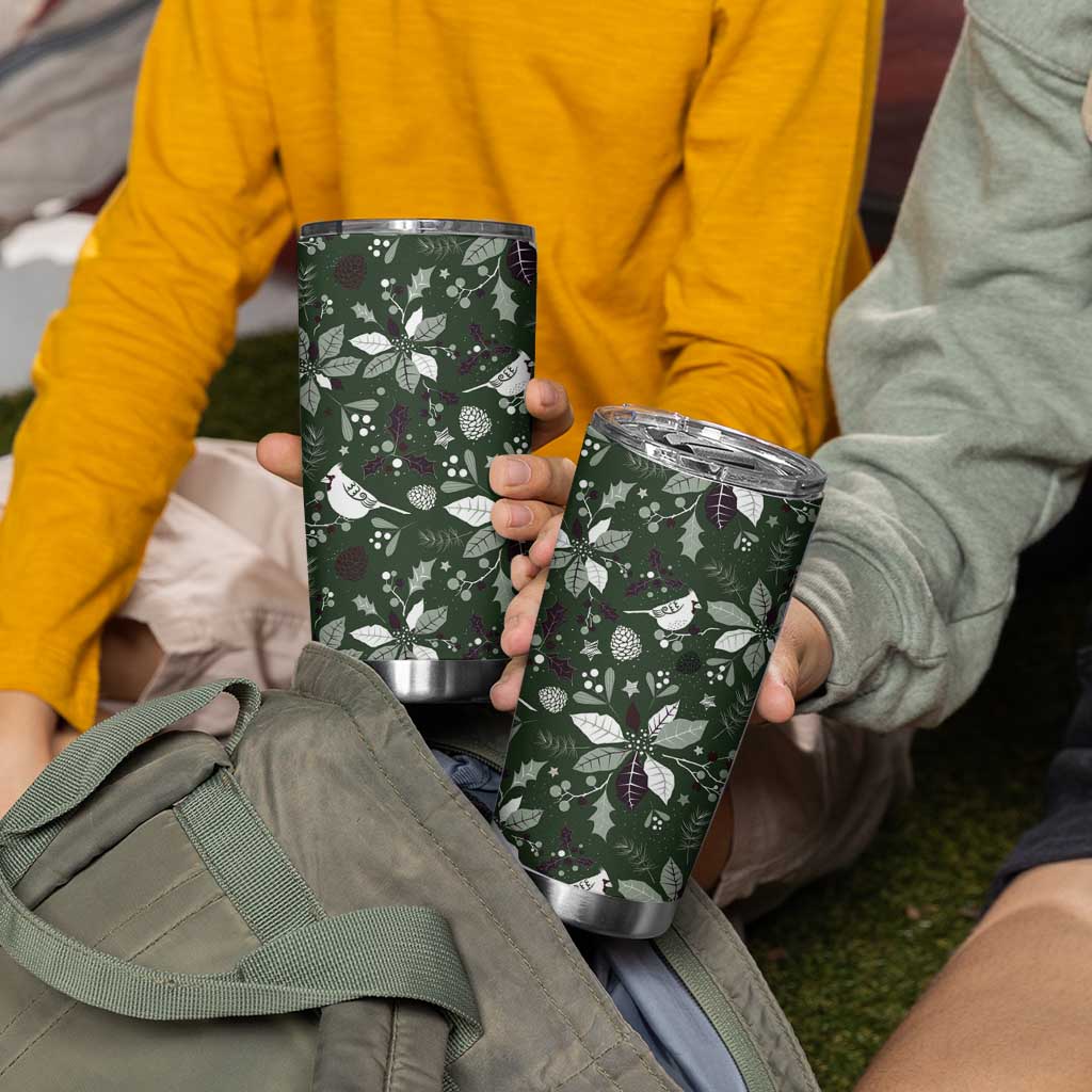 Cardinal Christmas Green Tumbler Cup Xmas Pattern - Wonder Print Shop