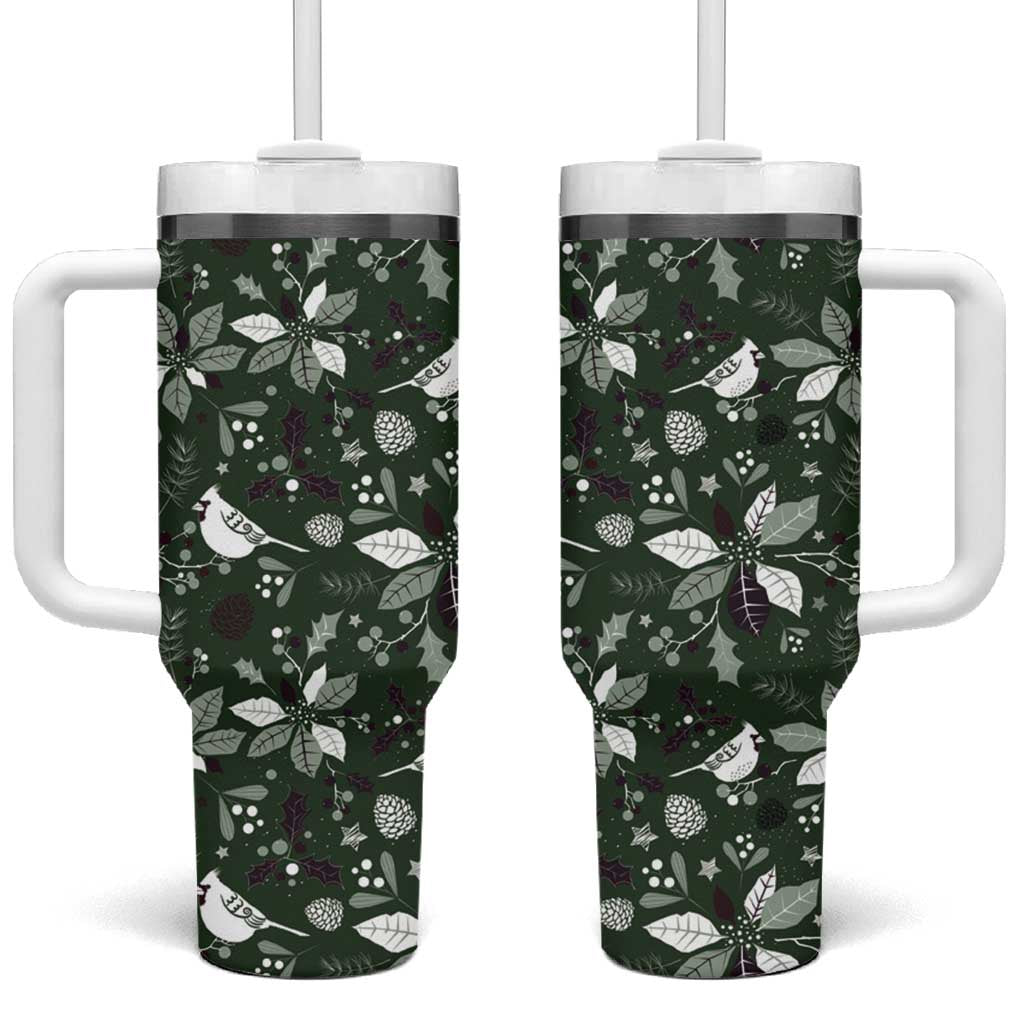 Cardinal Christmas Green Tumbler With Handle Xmas Pattern - Wonder Print Shop