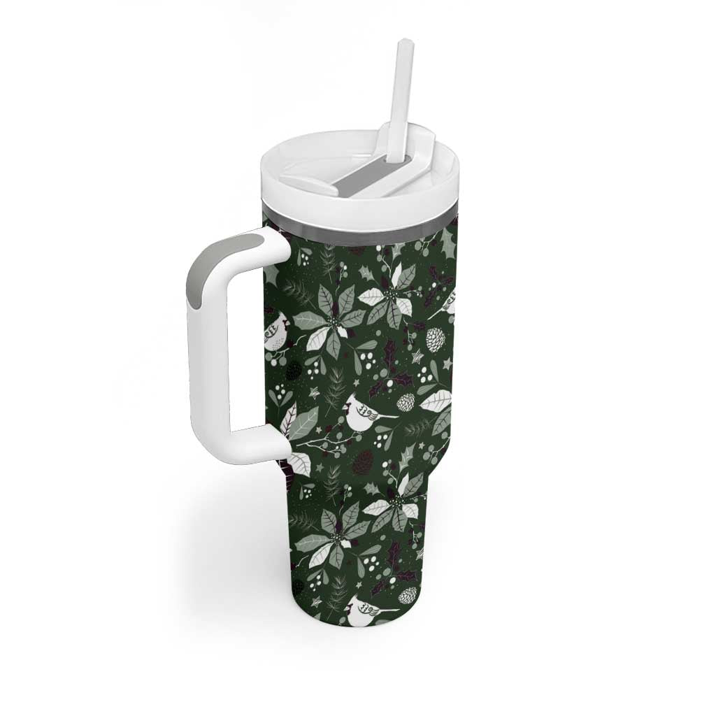 Cardinal Christmas Green Tumbler With Handle Xmas Pattern - Wonder Print Shop