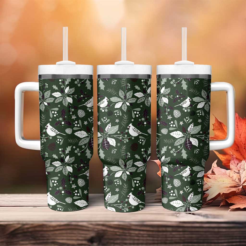 Cardinal Christmas Green Tumbler With Handle Xmas Pattern - Wonder Print Shop