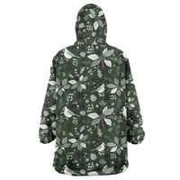 Cardinal Christmas Green Wearable Blanket Hoodie Xmas Pattern - Wonder Print Shop