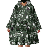 Cardinal Christmas Green Wearable Blanket Hoodie Xmas Pattern - Wonder Print Shop