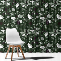Cardinal Christmas Green Window Curtain Xmas Pattern - Wonder Print Shop
