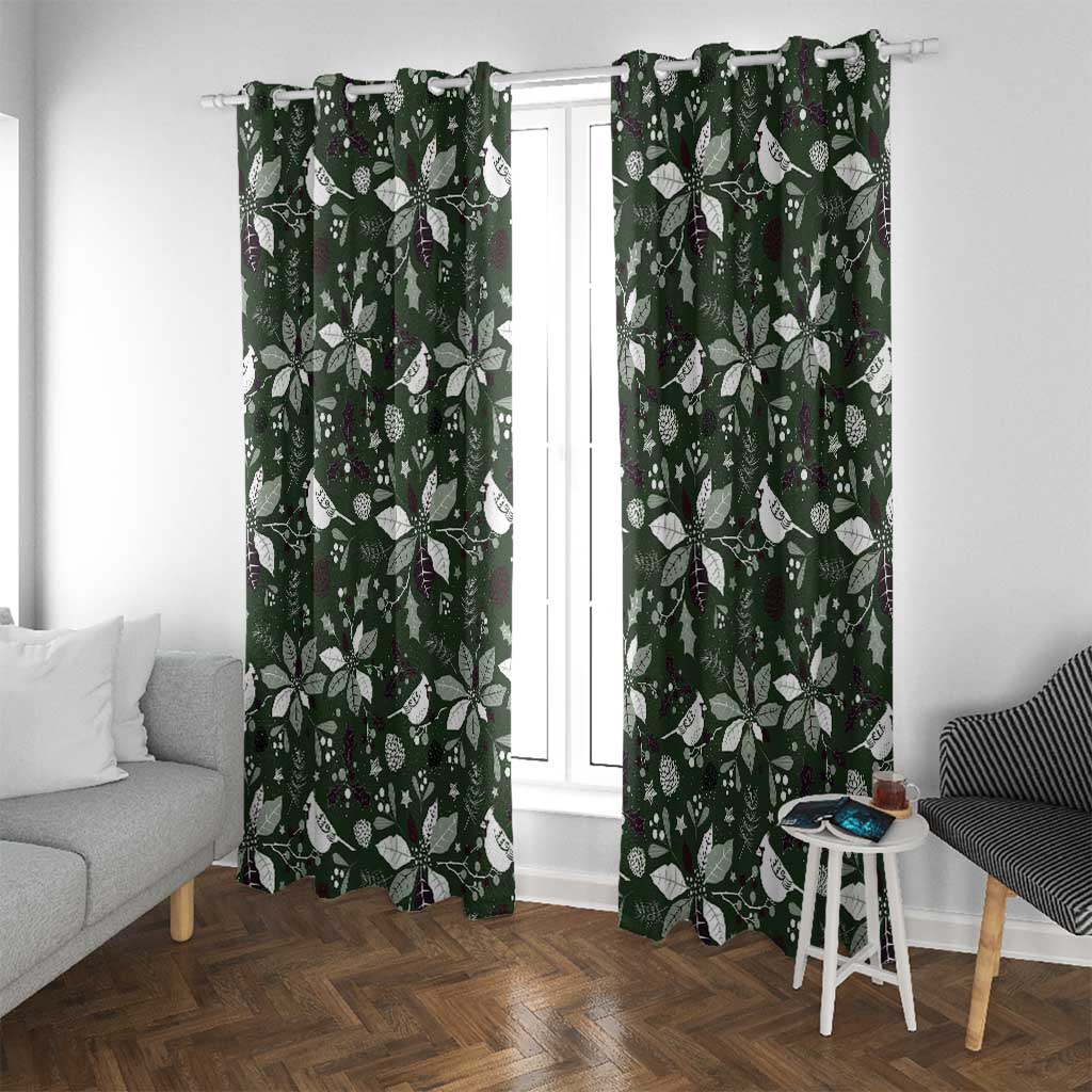 Cardinal Christmas Green Window Curtain Xmas Pattern - Wonder Print Shop