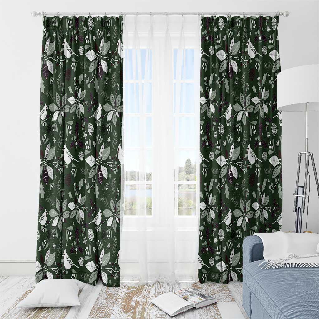 Cardinal Christmas Green Window Curtain Xmas Pattern - Wonder Print Shop