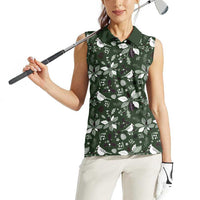 Cardinal Christmas Green Women Sleeveless Polo Shirt Xmas Pattern - Wonder Print Shop